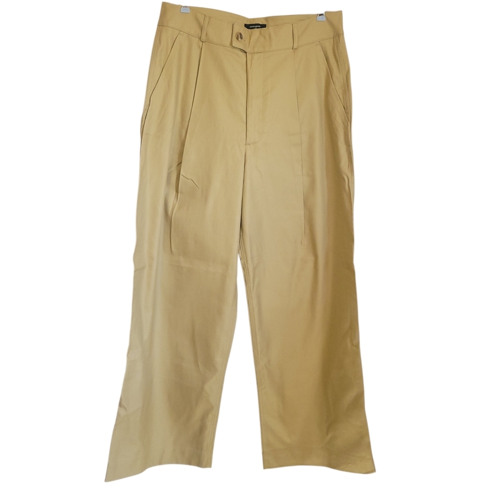 Banana Republic Wide Leg Trouser Pants Sz 12 Khaki Twill High Rise Quiet Luxury - Picture 2 of 12